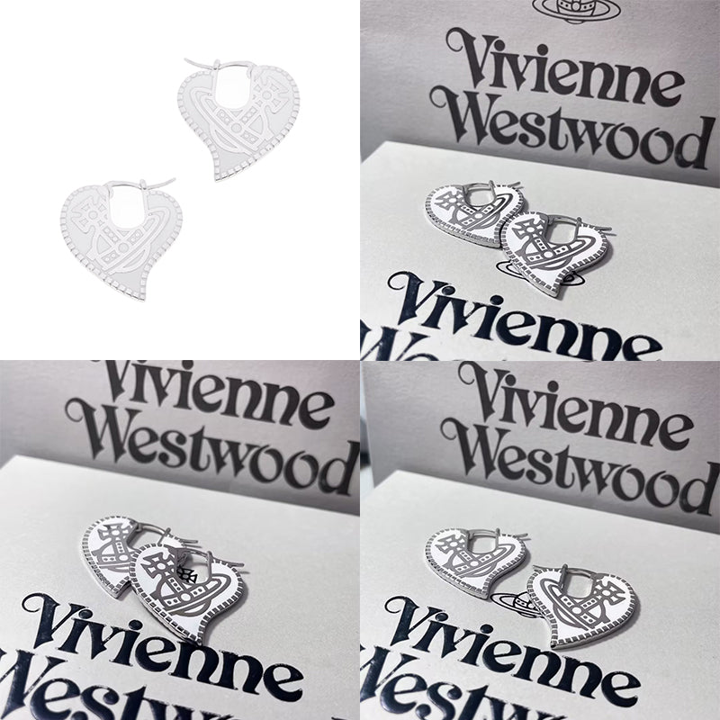 Heart Design Engraved Colored Orb Pendant Hooped Earrings (4 Colors)