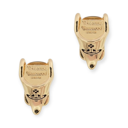 Golden Corset Engraved Orb Design Stud Pendant Earrings