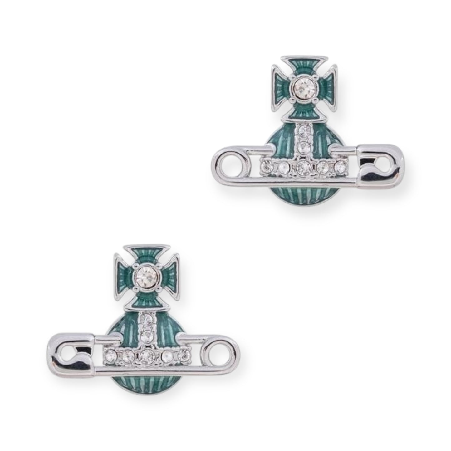 Safety Pin Striped Colorful Abstract Orb Pendant Stud Earrings (2 Colors)