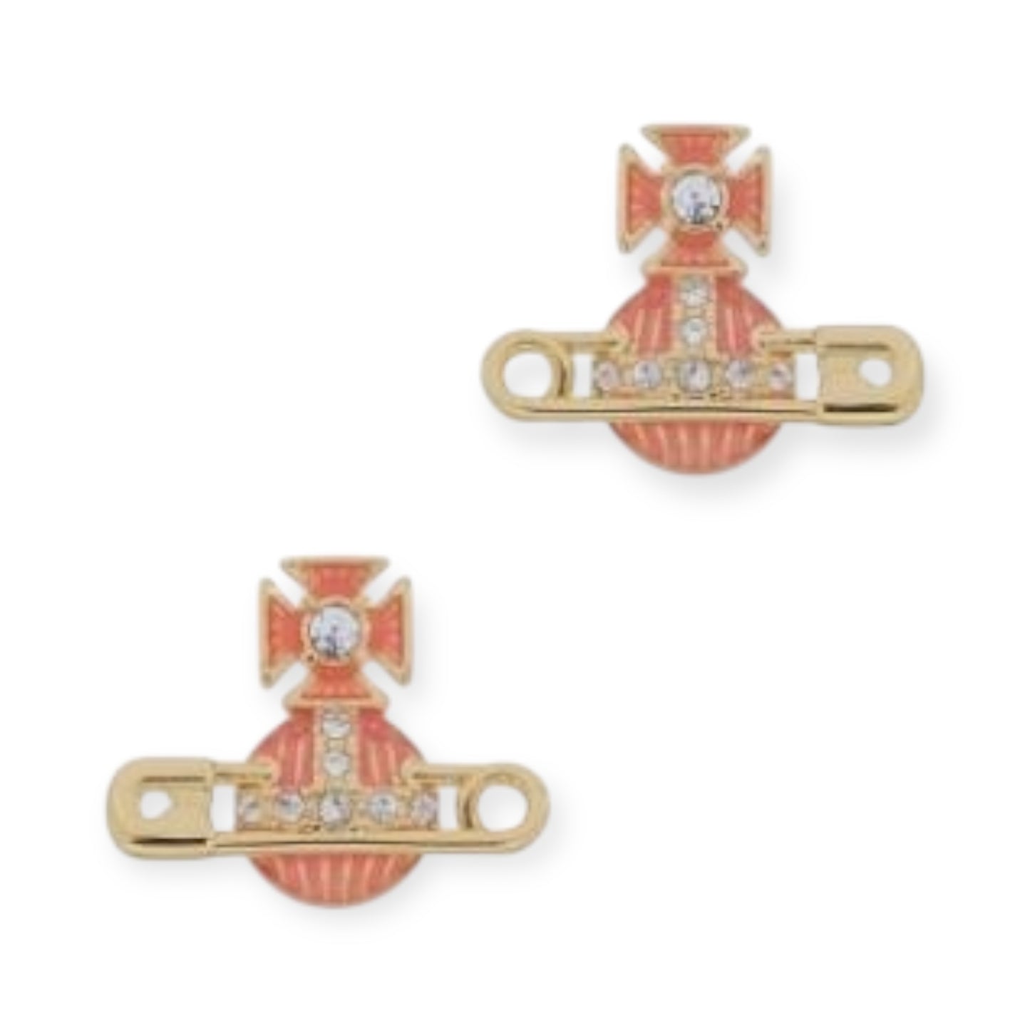 Safety Pin Striped Colorful Abstract Orb Pendant Stud Earrings (2 Colors)