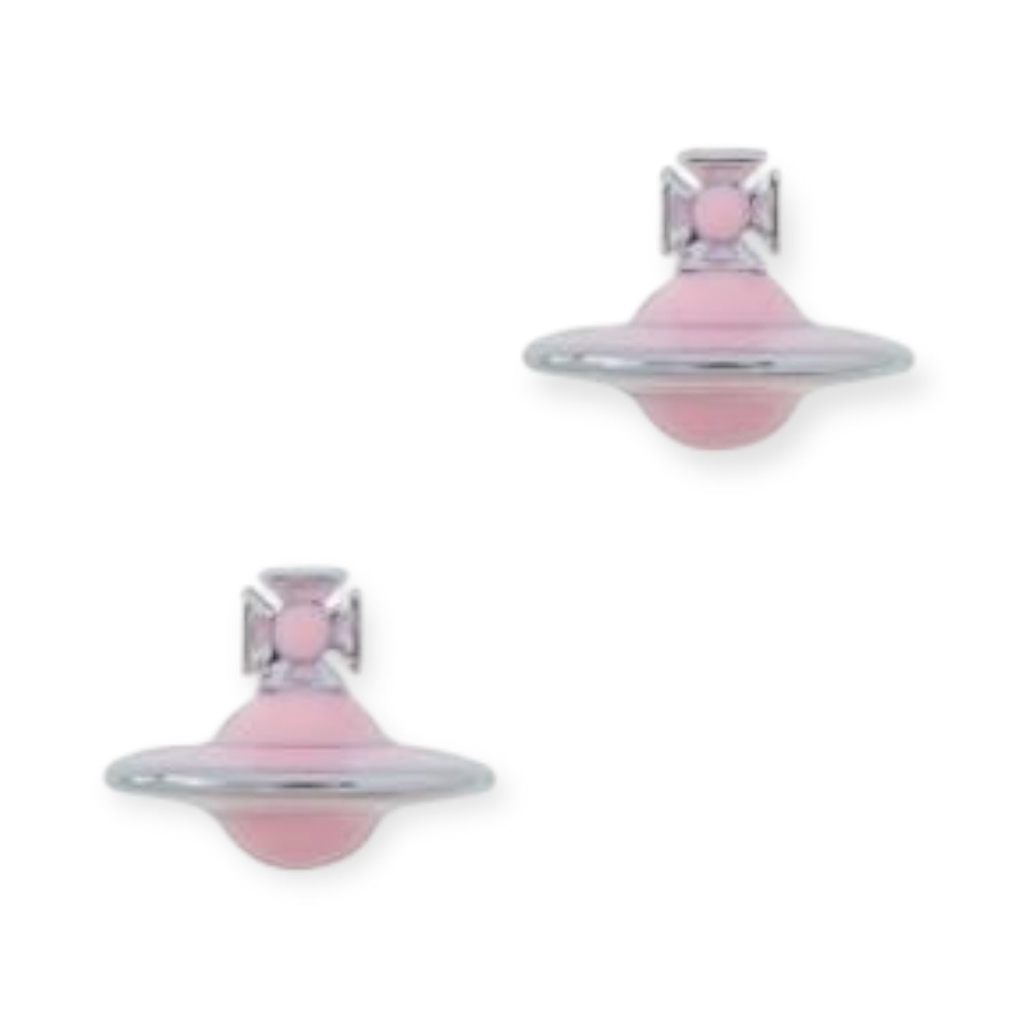Pastel Outlined Pendant Orb White & Baby Pink Stud Earrings (2 Colors)