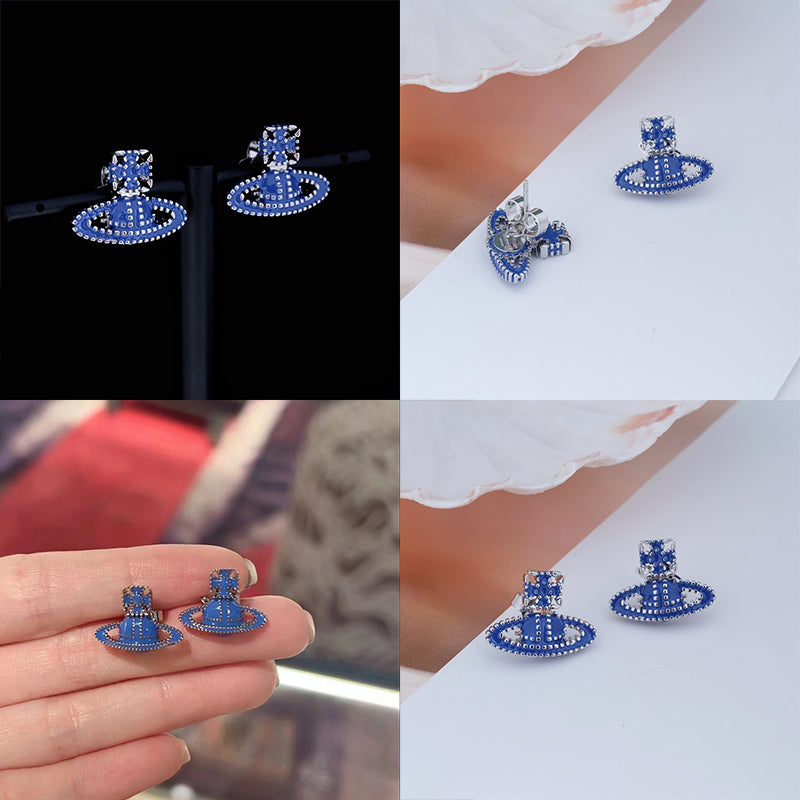 Colorful Square Dotted Orb Pendant Stud Earrings (4 Colors)