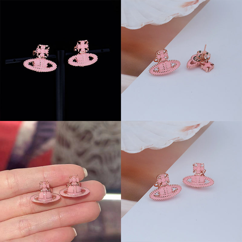 Colorful Square Dotted Orb Pendant Stud Earrings (4 Colors)