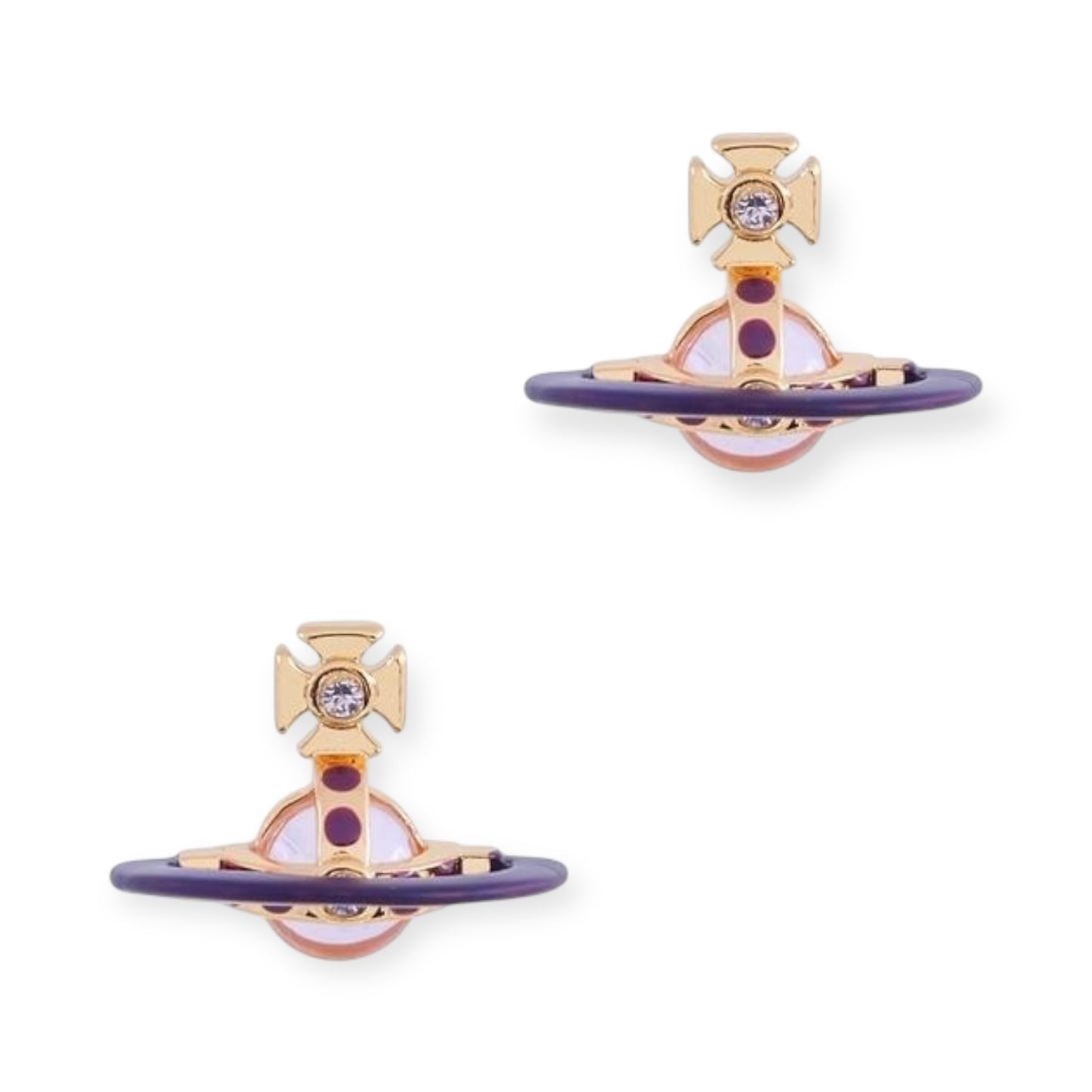 Half Cut Mini Saturn Orb Pendant Stud Earrings (2 Colors)