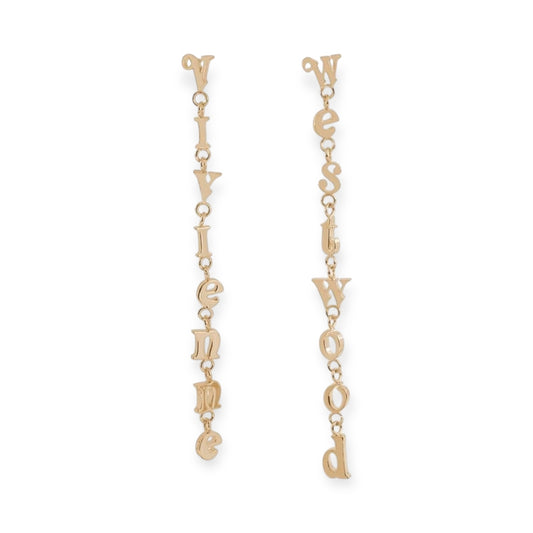 Lowercase Spellout Hanging Text Orb Gold & Silver Stud Earrings (2 Colors)