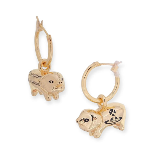 Mini Orb Engraved Pig Gold & Silver Hooped Earrings (2 Colors)