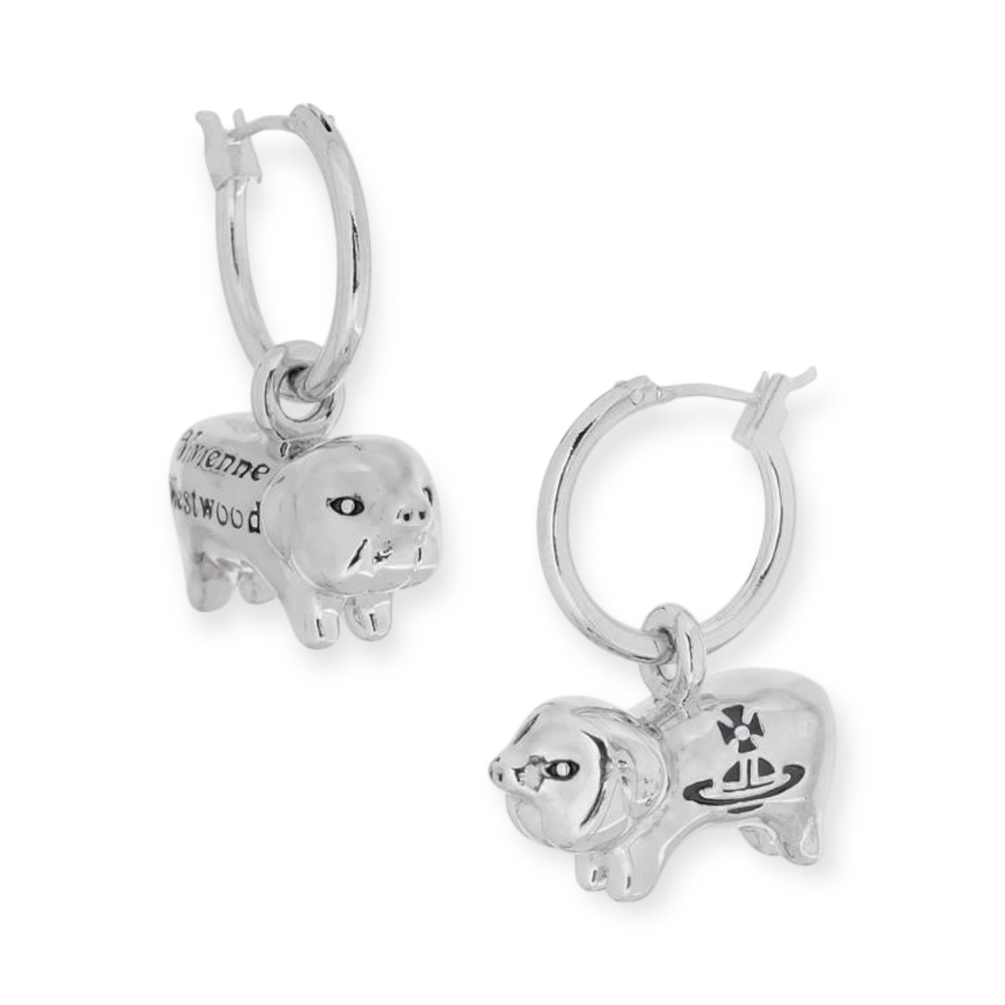 Mini Orb Engraved Pig Gold & Silver Hooped Earrings (2 Colors)