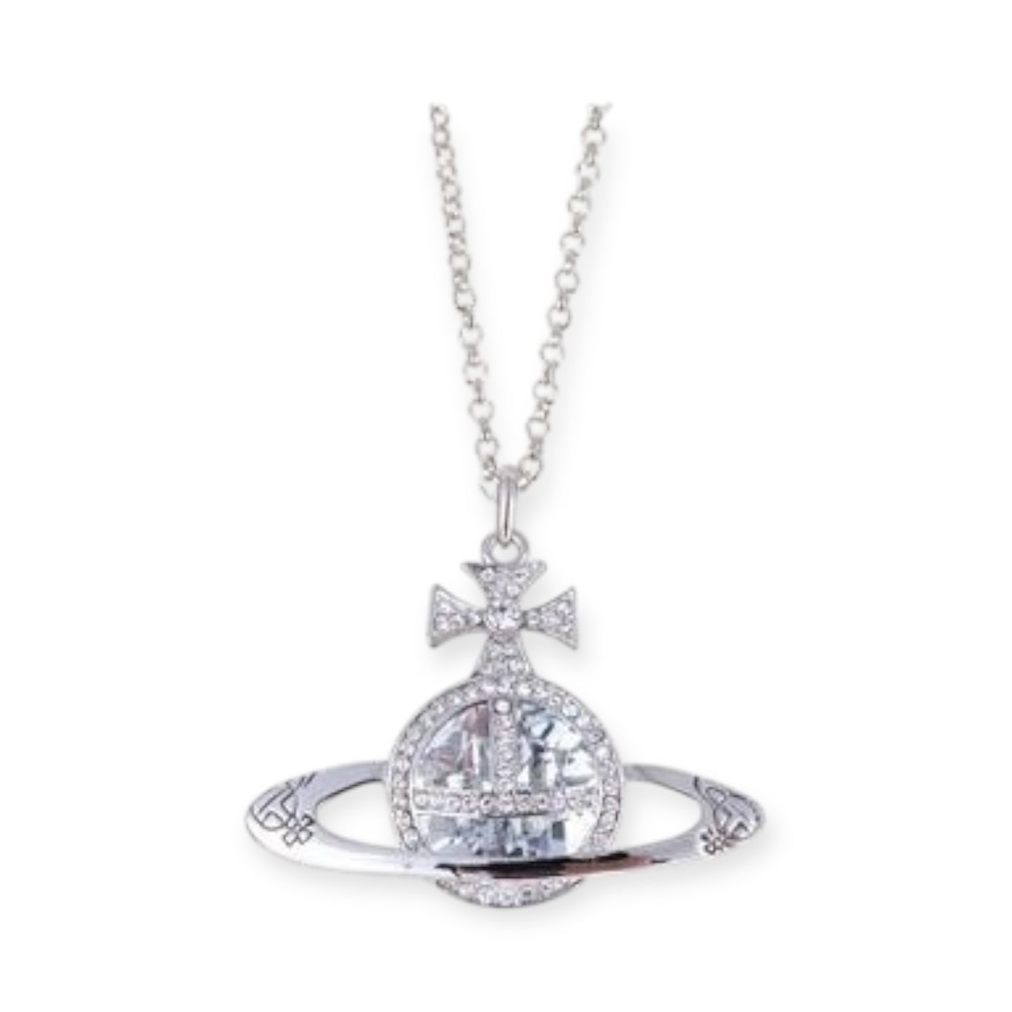 Colored Gem Engraved Orb Pendant Necklace (6 Colors)