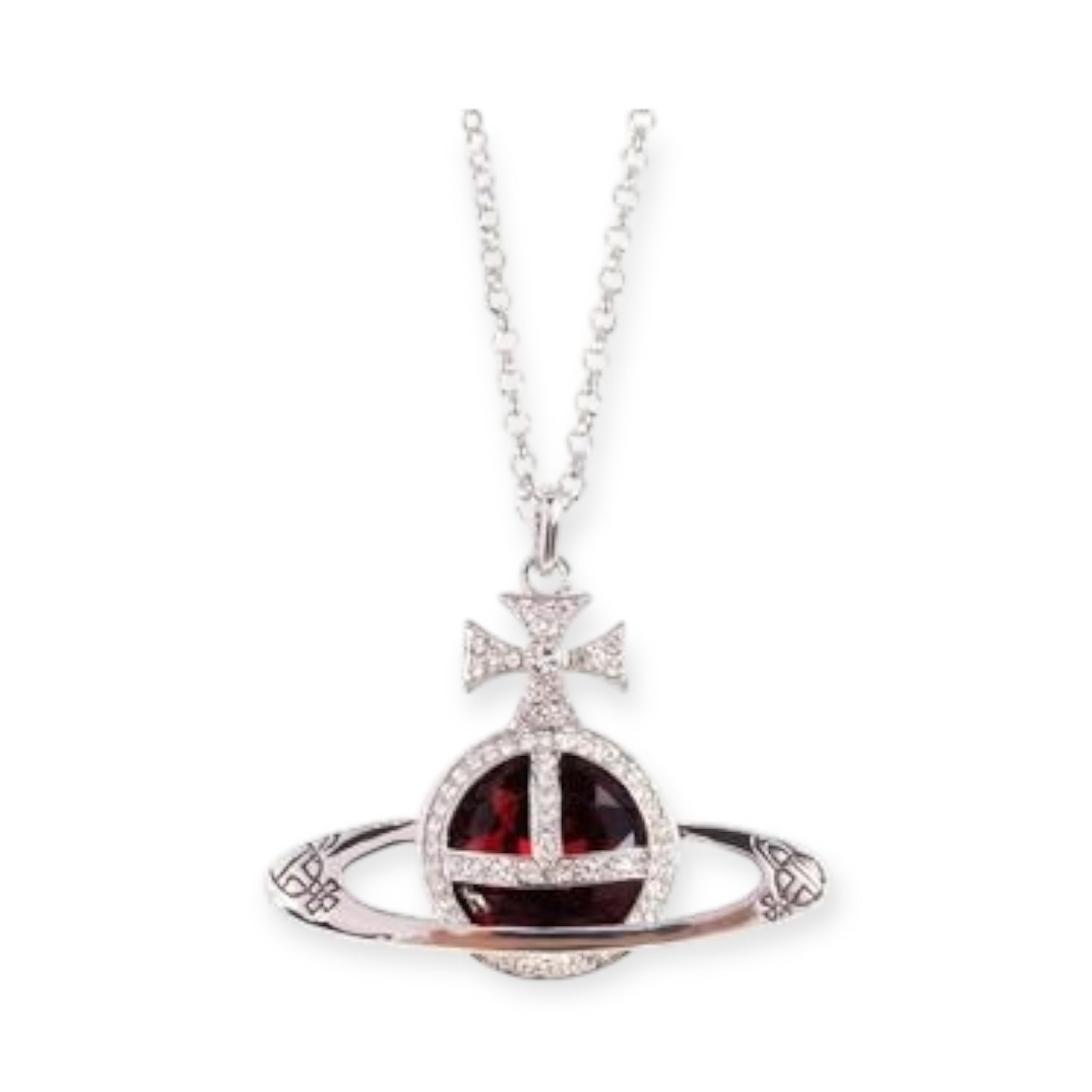 Colored Gem Engraved Orb Pendant Necklace (6 Colors)