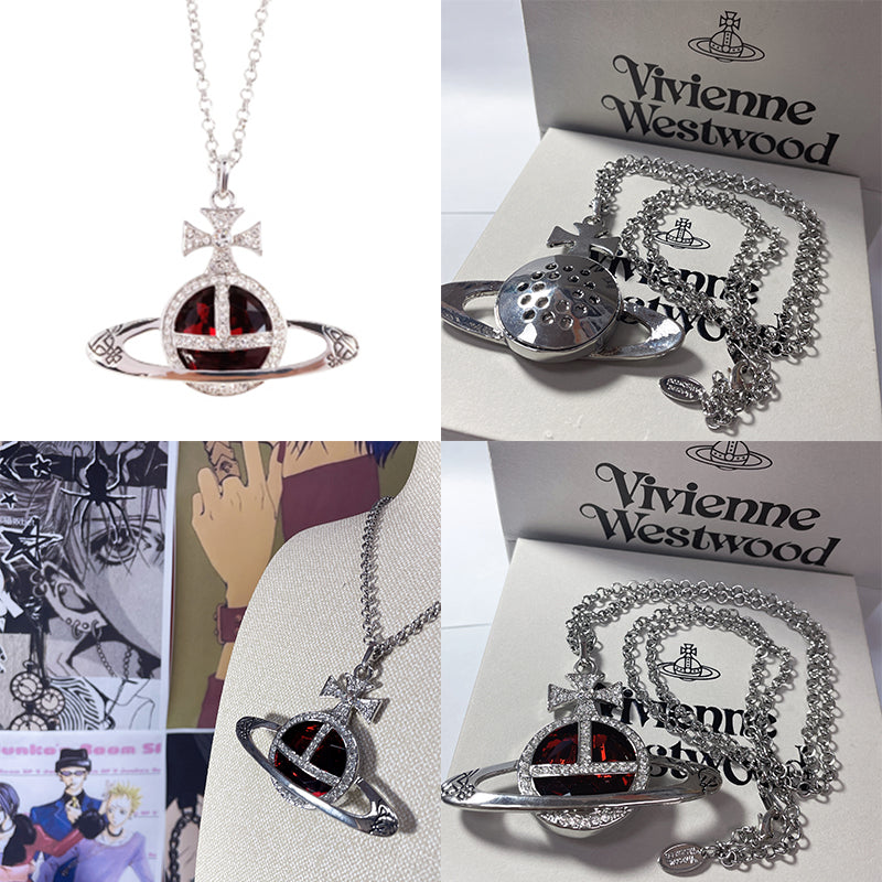 Colored Gem Engraved Orb Pendant Necklace (6 Colors)