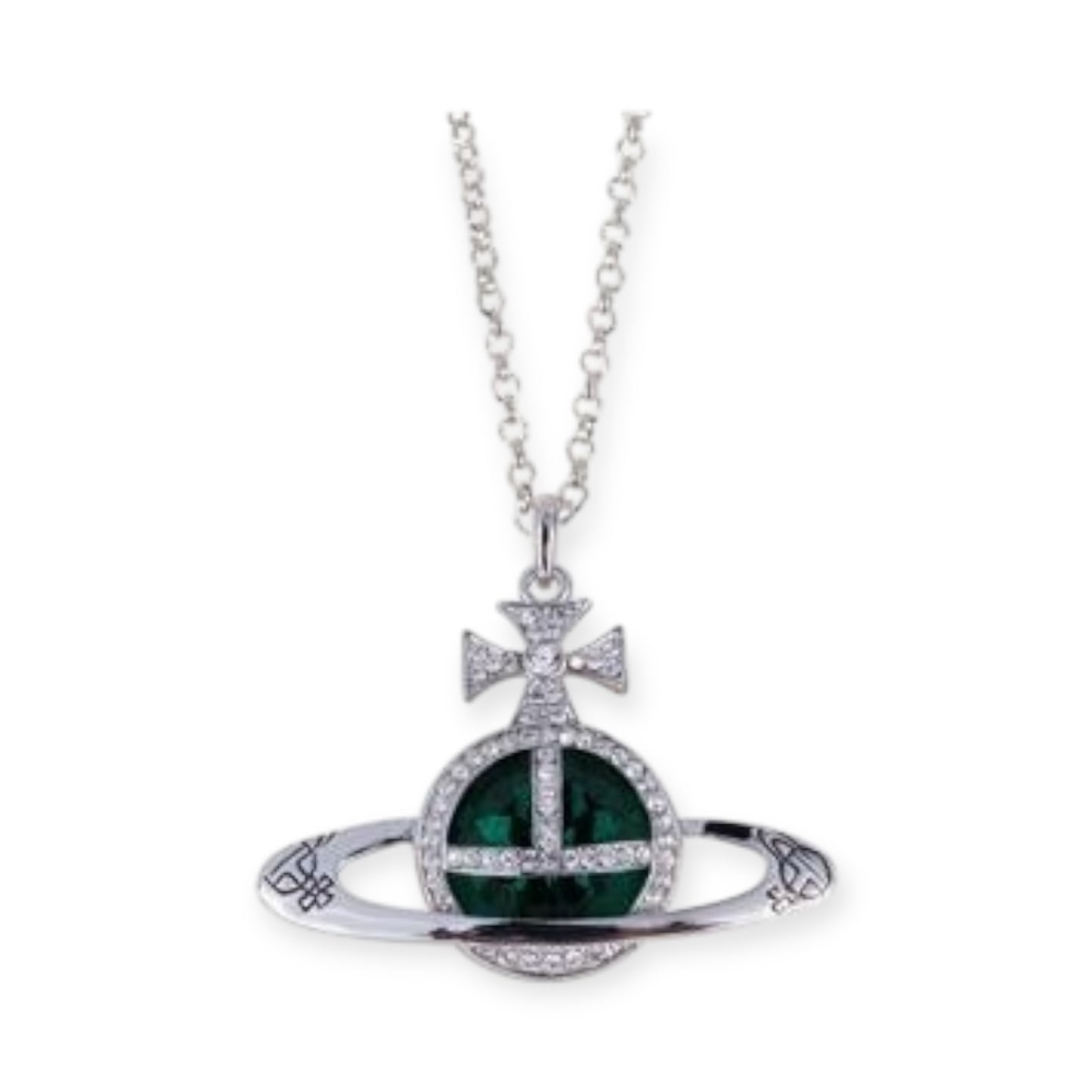 Colored Gem Engraved Orb Pendant Necklace (6 Colors)