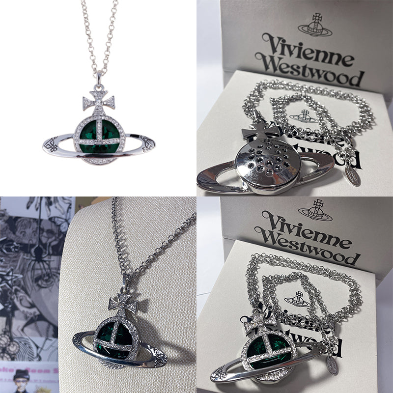 Colored Gem Engraved Orb Pendant Necklace (6 Colors)