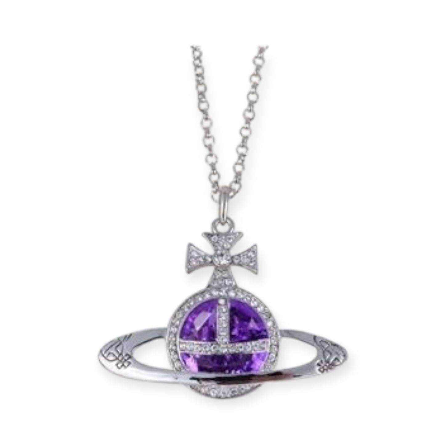 Colored Gem Engraved Orb Pendant Necklace (6 Colors)
