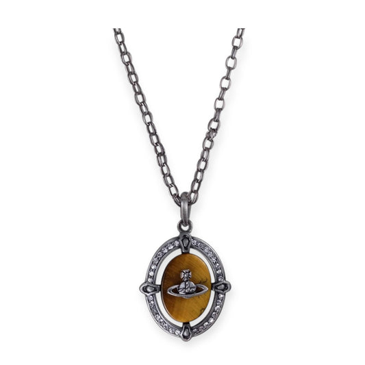 Dark Silver Wooden Orb Pendant Necklace