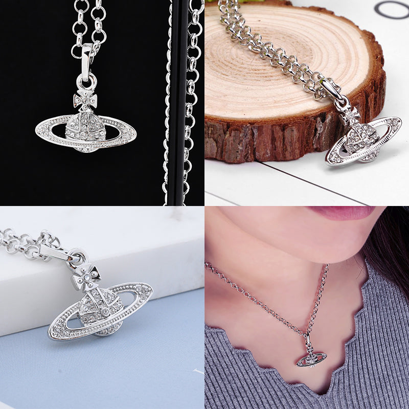 Mini Gem Studded 10MM Orb Pendant Necklace (7 Colors)