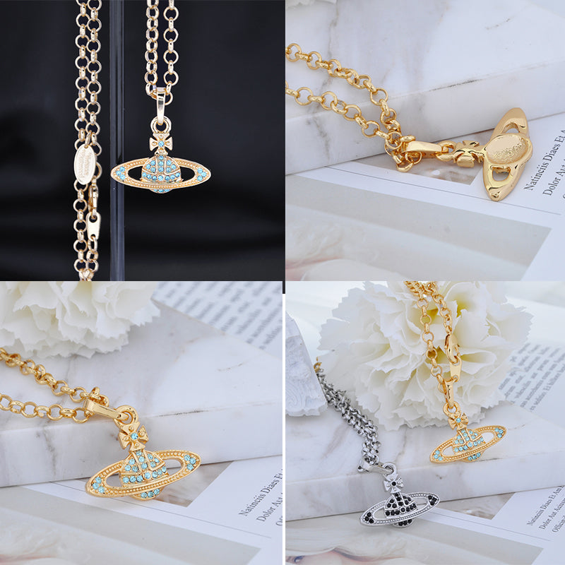 Mini Gem Studded 10MM Orb Pendant Necklace (7 Colors)