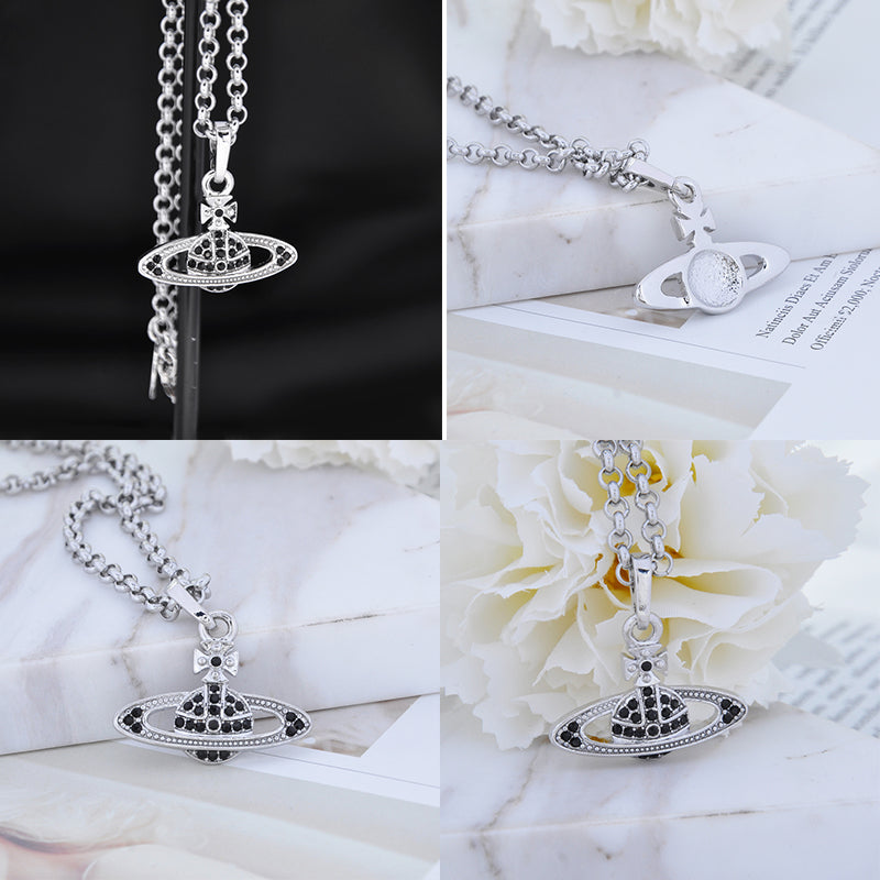 Mini Gem Studded 10MM Orb Pendant Necklace (7 Colors)
