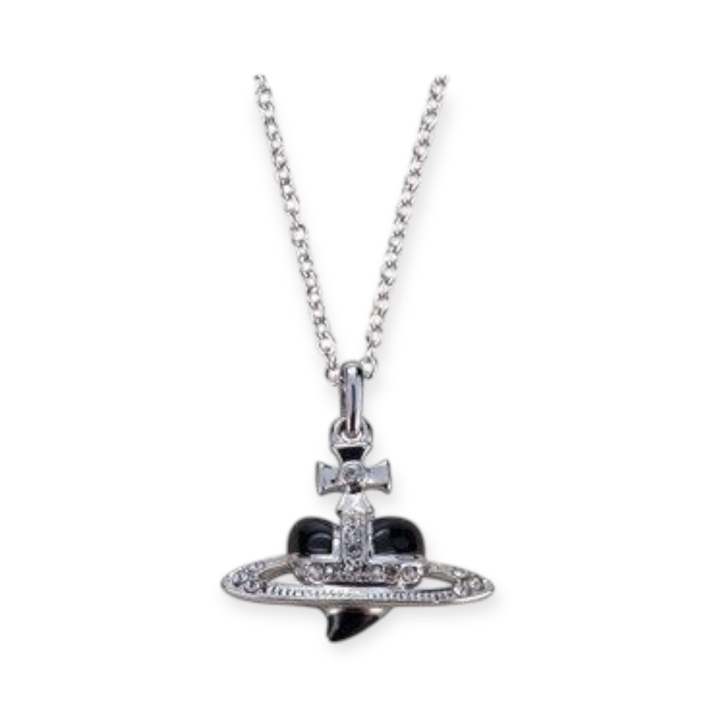 Mini Heart Orb Design Pendant Silver Chain Necklace (5 Colors)