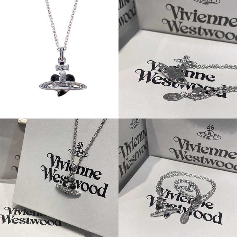 Mini Heart Orb Design Pendant Silver Chain Necklace (5 Colors)