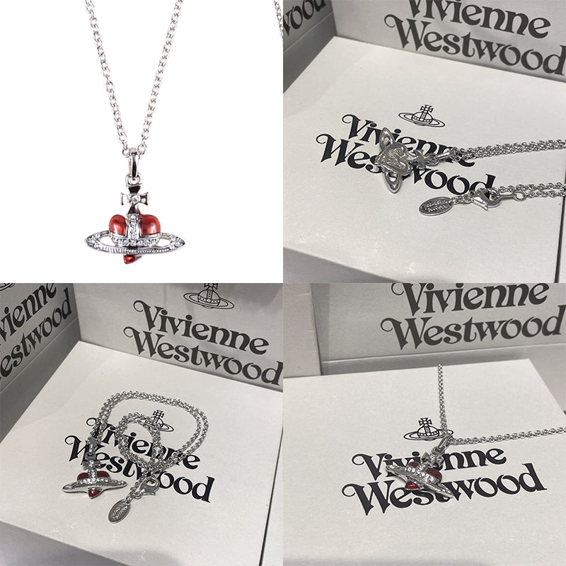Mini Heart Orb Design Pendant Silver Chain Necklace (5 Colors)