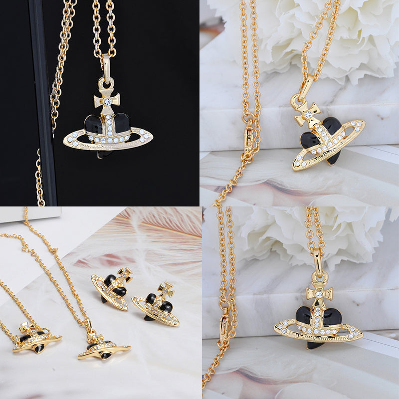 Mini Heart Orb Design Gold Chain Necklace (7 Colors)