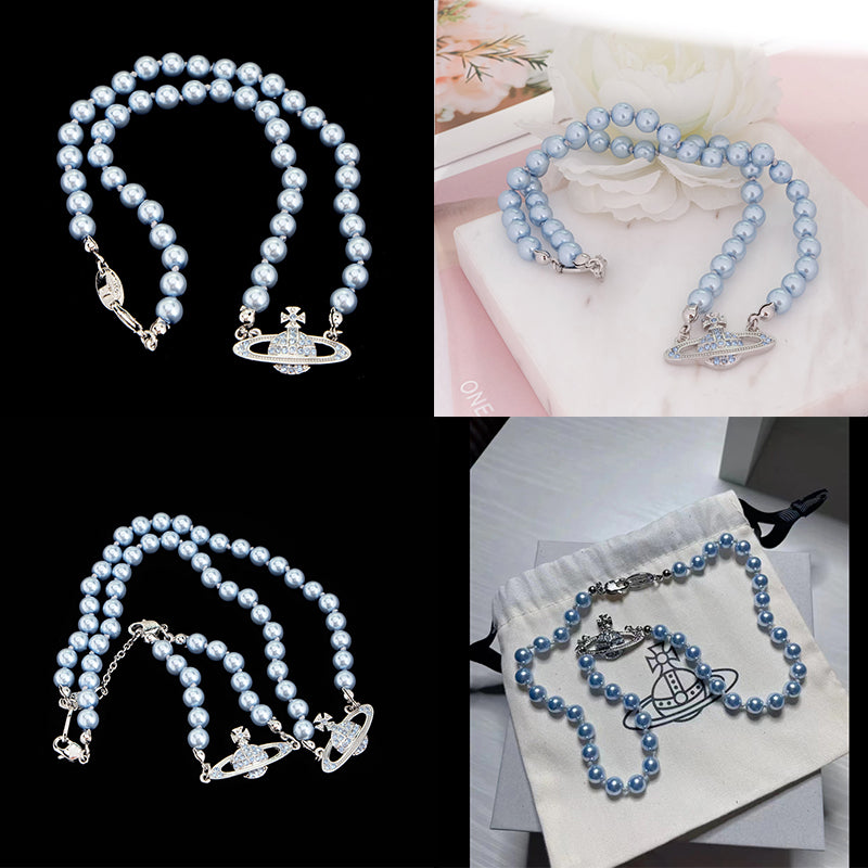 Beaded Pearl Colorful Abstract Pendant Orb Necklace (4 Colors)