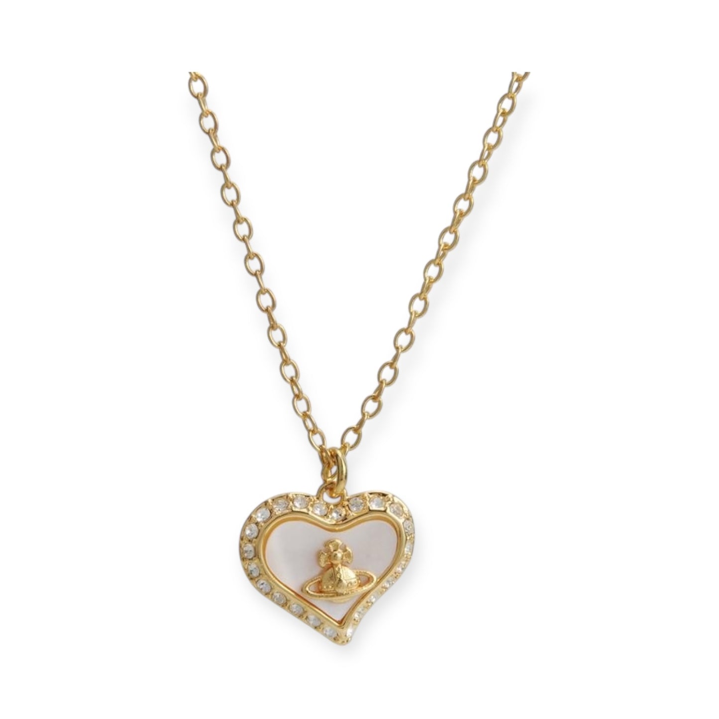 Heart Shaped Plate Design Colorful Pendant Gem Studded Necklace (4 Colors)