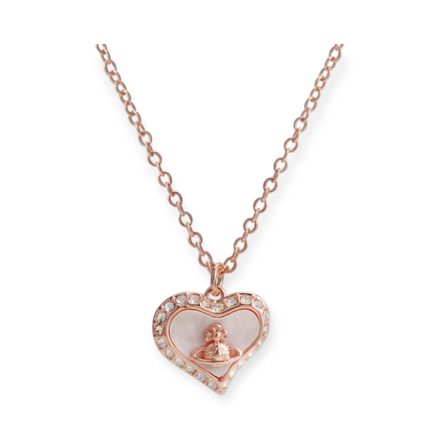 Heart Shaped Plate Design Colorful Pendant Gem Studded Necklace (4 Colors)