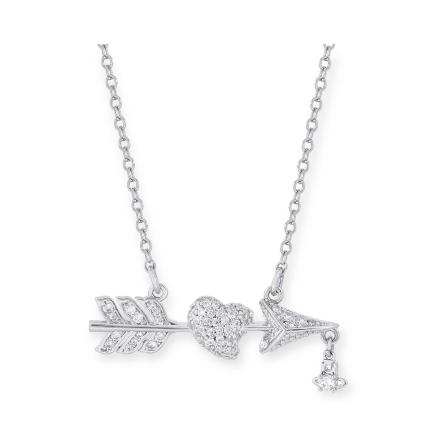Studded Cupid Design Hanging Orb Pendant Necklace (3 Colors)