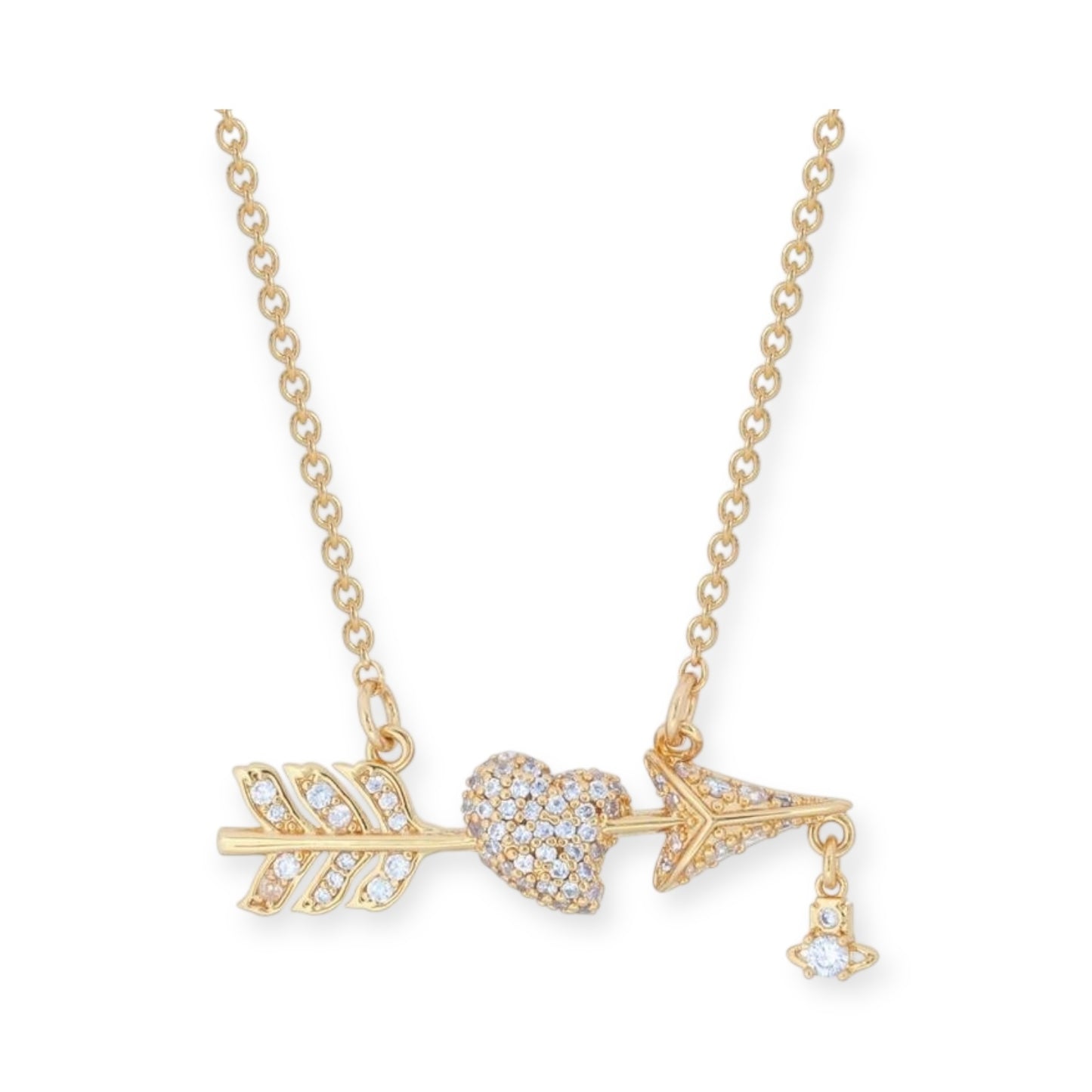 Studded Cupid Design Hanging Orb Pendant Necklace (3 Colors)
