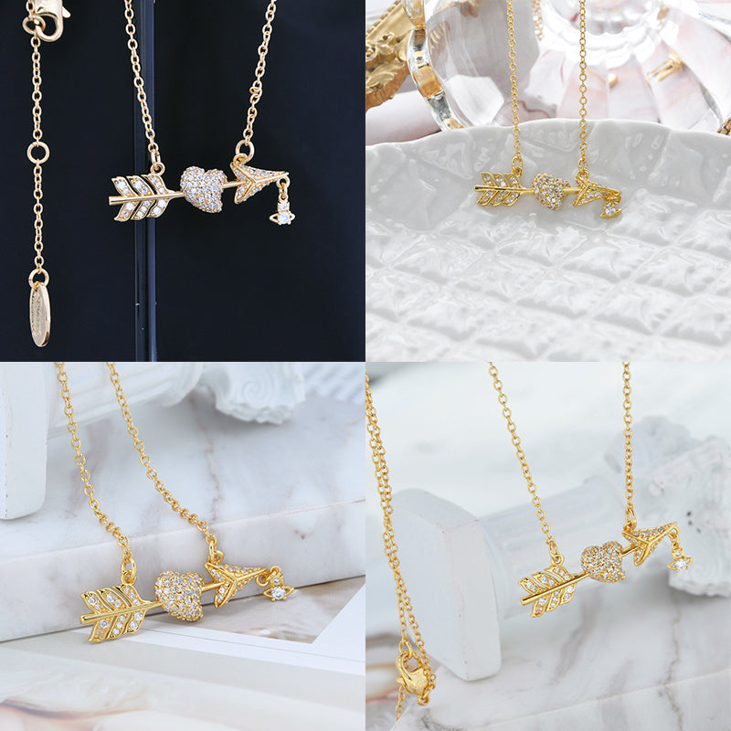 Studded Cupid Design Hanging Orb Pendant Necklace (3 Colors)