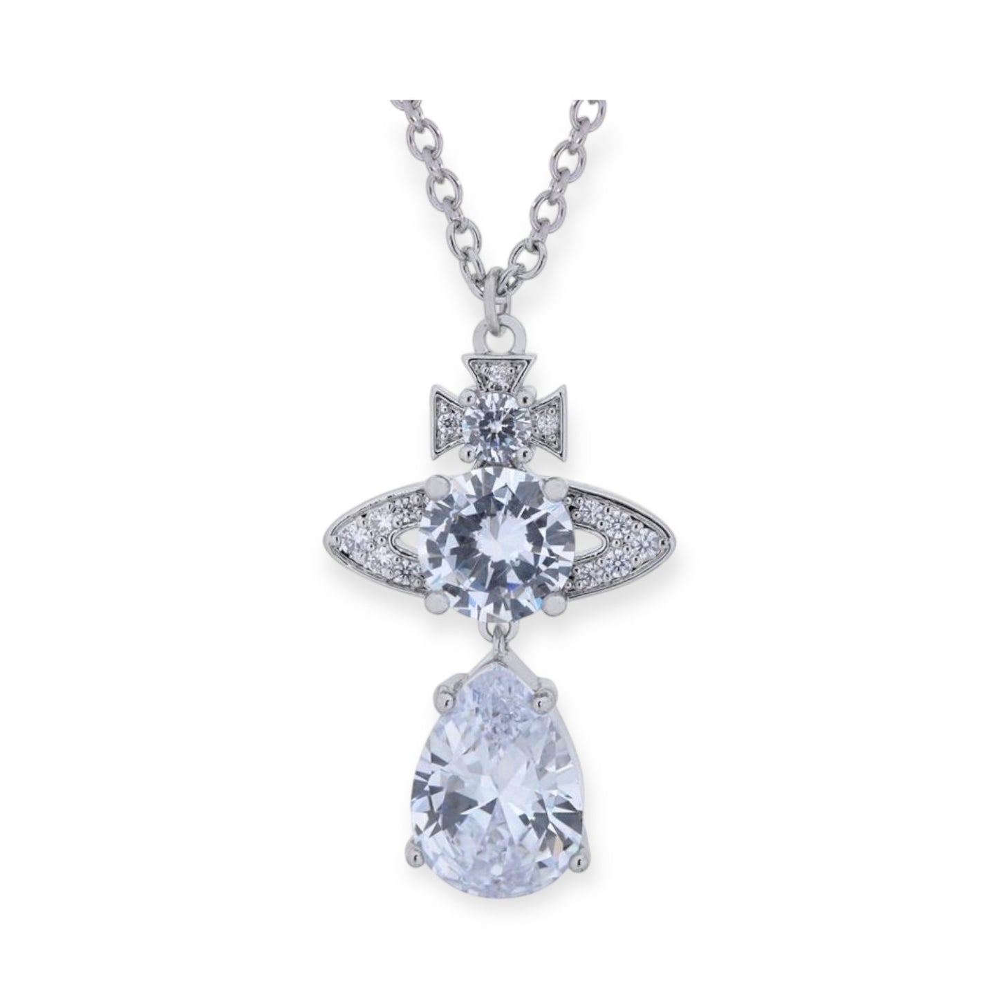 Multicolor Gem Orb Pendant Hanging Tear Drop Necklace (4 Colors)