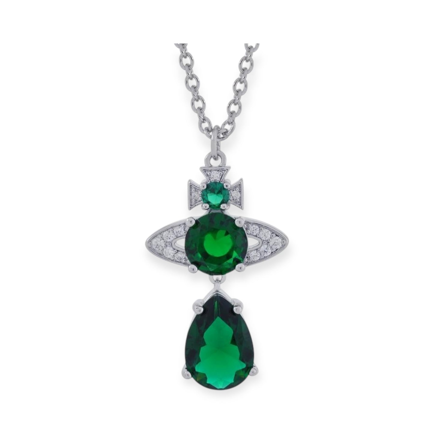 Multicolor Gem Orb Pendant Hanging Tear Drop Necklace (4 Colors)