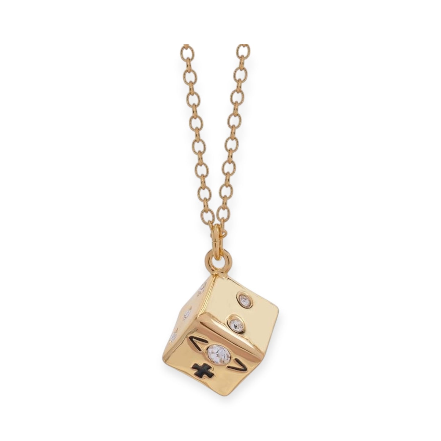 Dice Design Engraved Orb Necklace Gold & Silver (2 Colors)