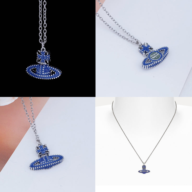 Colorful Square Dotted Orb Pendant Necklace (4 Colors)