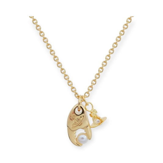 Crab Claw Holding Pearl Design Hanging Orb Pendant Gold & Silver Necklace (2 Colors)