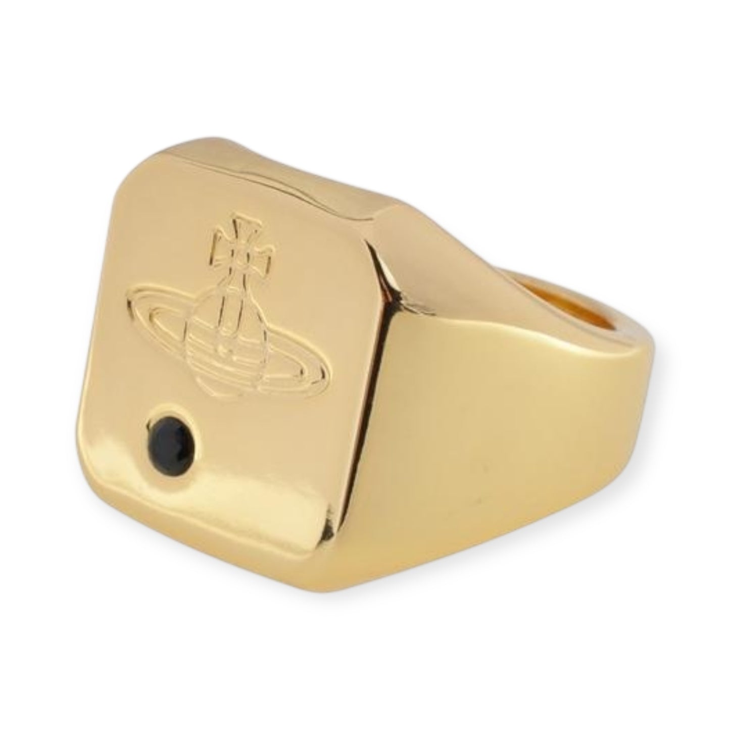 Square Shape Shaped Dot Mark Engraved Orb Ring (3 Colors)