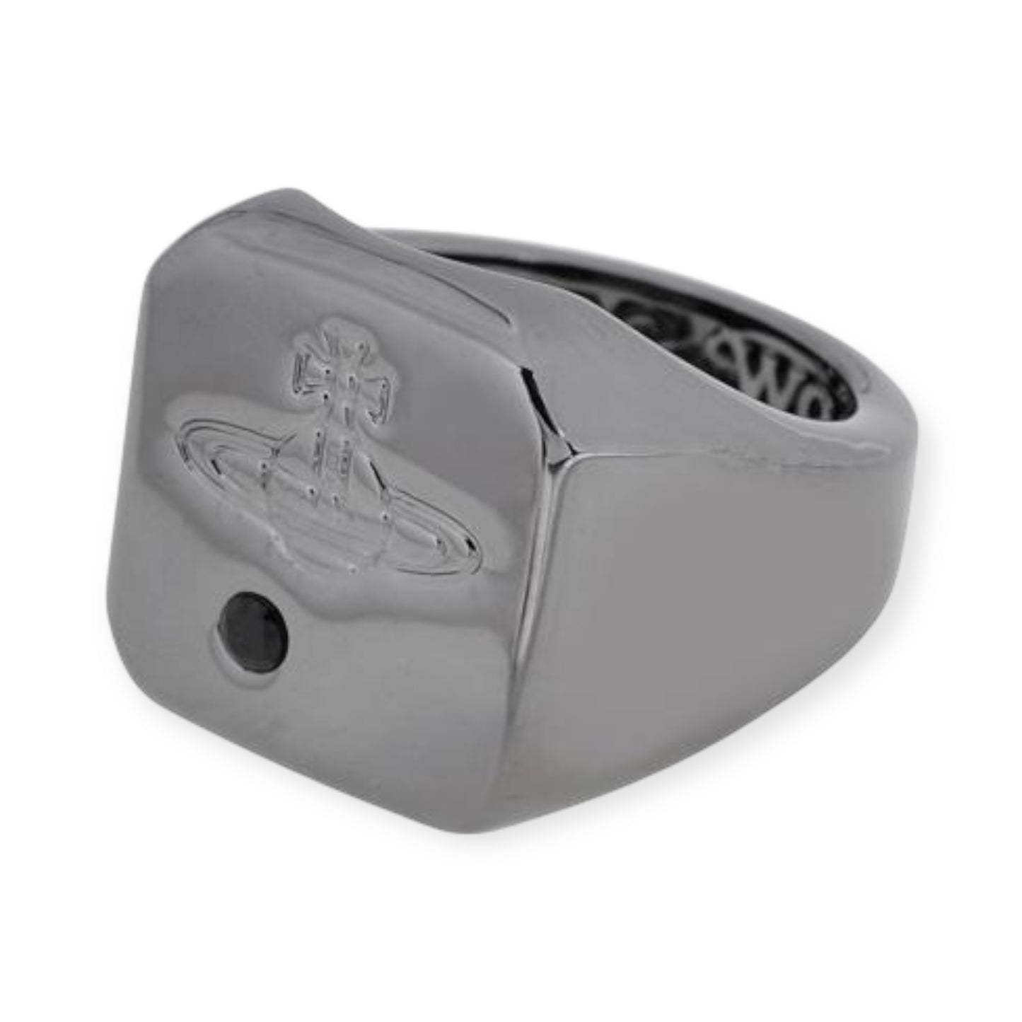 Square Shape Shaped Dot Mark Engraved Orb Ring (3 Colors)