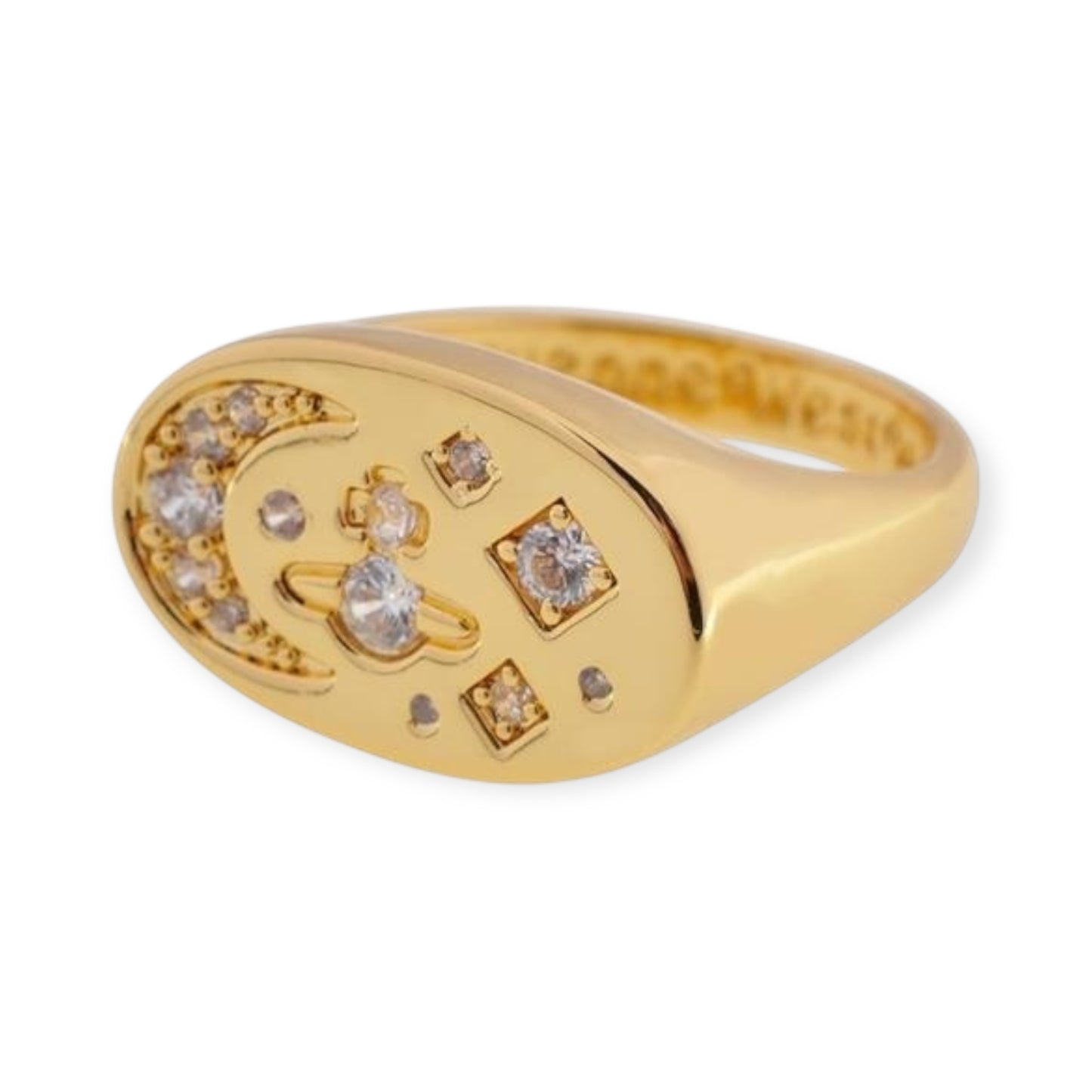 Moon Stars Display Gem Studded Orb Design Ring (3 colors)
