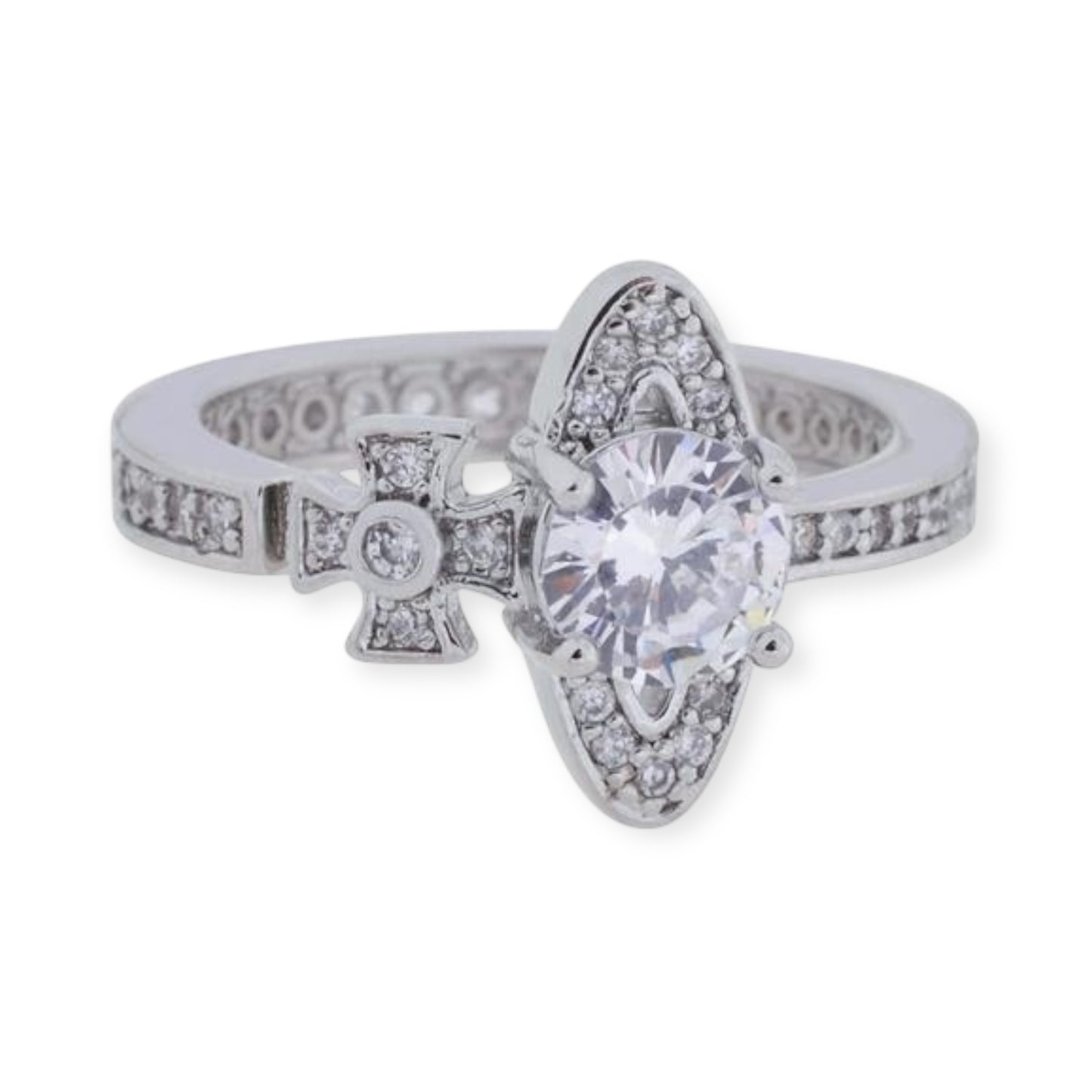 Sideways Orb Design Gem Studded Ring (6 colors)