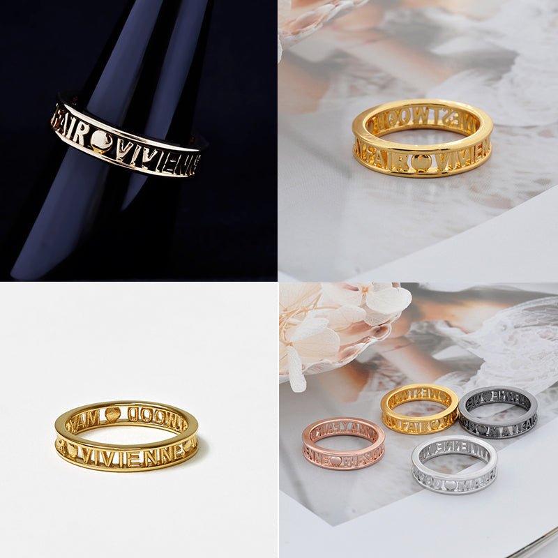 Double Rim Spellout Statement Dot Ring (4 colors)