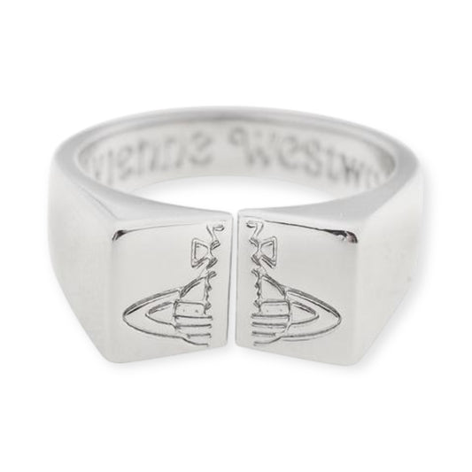 Split Block Design Engraved Orb Ring (3 Colors)