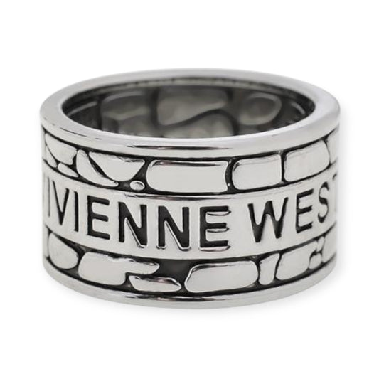 Solid Silver Black Outline Multi Bubble Stone Blob Design Ring