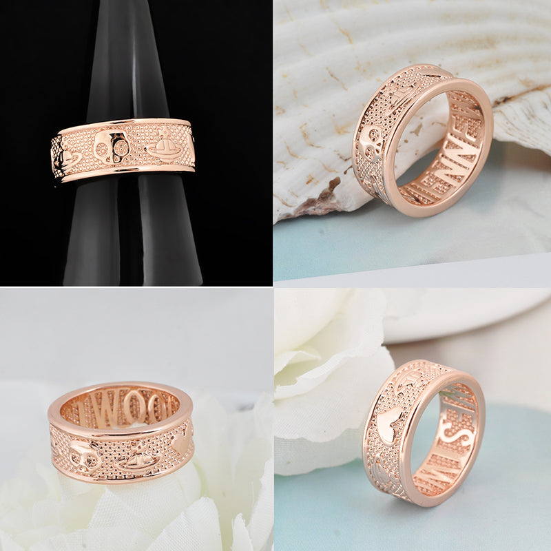 Multi Dot Dotted Symbol Abstract Engraved Orb Design Ring (3 Colors)