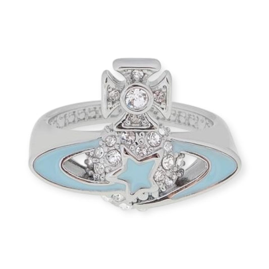 Shooting Star Mini Gem Studded Orb Pendant Ring (5 Colors)